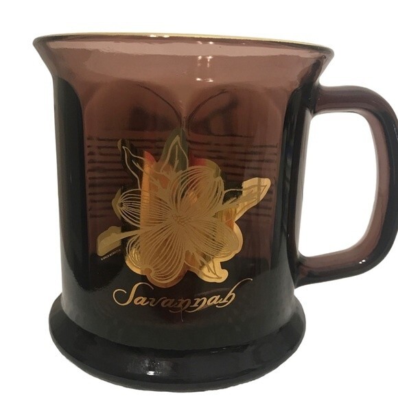 Culver Glass Mug 22K Gold Trim Savannah Dogwood Legend Y2K NWOT - Picture 1 of 7